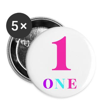 One-1e anniversaire - Lot de 5 grands badges (56 mm) - blanc - Devant