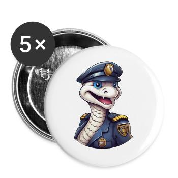 Snake Policewoman - Buttons large 2.2''/56 mm (5-pack) - white - Front