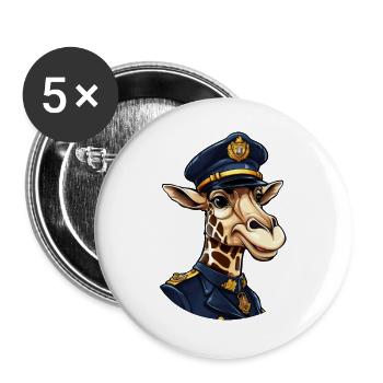 Giraffe Policewoman - Buttons large 2.2''/56 mm (5-pack) - white - Front