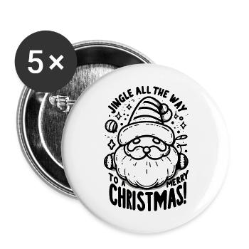 Jingle All The Way To a Merry Christmas! - Buttons large 2.2''/56 mm (5-pack) - white - Front
