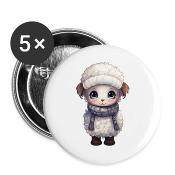 süßer Winterflauschi - Buttons groß 56 mm (5er Pack) - Weiß - Vorne
