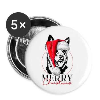 Santa Australian Cattle Dog Merry Christmas Hunde - Buttons groß 56 mm (5er Pack) - Weiß - Vorne