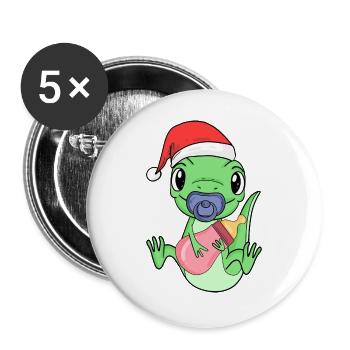 Lizard Baby Christmas - Buttons large 2.2''/56 mm (5-pack) - white - Front