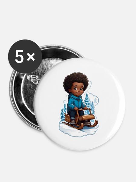Weihnachtsgeschenk Idee Winterwunderland - Buttons groß 56 mm (5er Pack) - Weiß