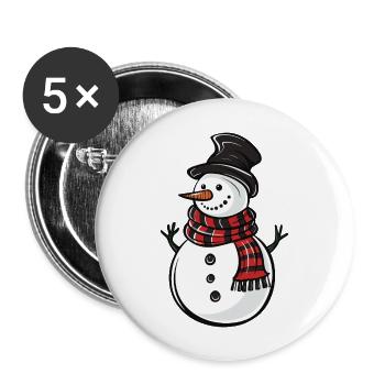 Snowman Winter Christmas - Buttons large 2.2''/56 mm (5-pack) - white - Front