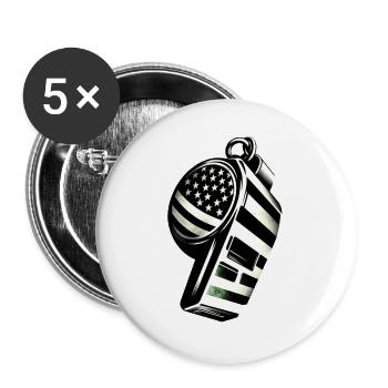 Number 9 | Pfeife American Football USA Flag - Buttons groß 56 mm (5er Pack) - Weiß - Vorne