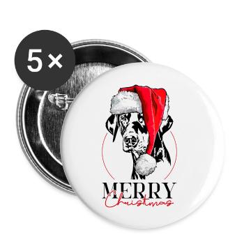 Santa Dobermann Merry Christmas Hunde Wilsigns - Buttons groß 56 mm (5er Pack) - Weiß - Vorne