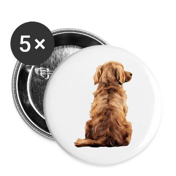 Golden Retriever - Buttons groß 56 mm (5er Pack) - Weiß - Vorne