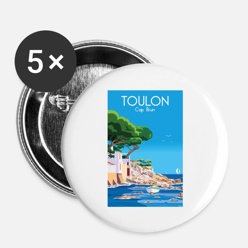 TOULON CAP BRUN - Buttons large 2.2''/56 mm (5-pack) - white