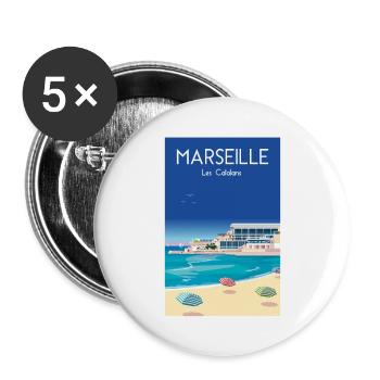 MARSEILLE THE CATALANS - Buttons large 2.2''/56 mm (5-pack) - white - Front