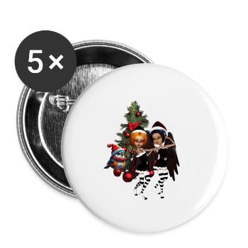 Dancing for Christmas. - Buttons large 2.2''/56 mm (5-pack) - white - Front