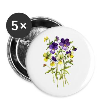 Fleur - Lot de 5 grands badges (56 mm) - blanc - Devant