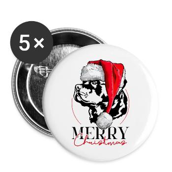 Père Noël Rottweiler Joyeux Noël Chiens Wilsigns - Lot de 5 grands badges (56 mm) - blanc - Devant