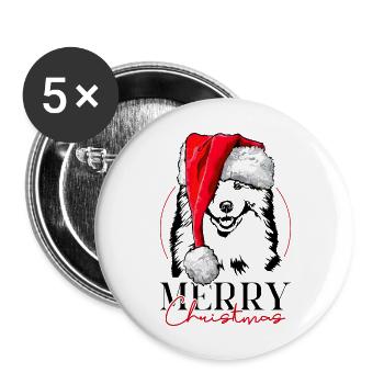 Santa Samoyed Merry Christmas Dogs Wilsigns - Buttons large 2.2''/56 mm (5-pack) - white - Front