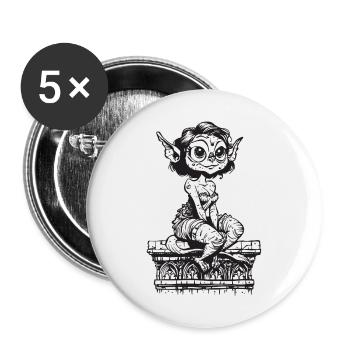 Gargoyle Girl - Buttons large 2.2''/56 mm (5-pack) - white - Front