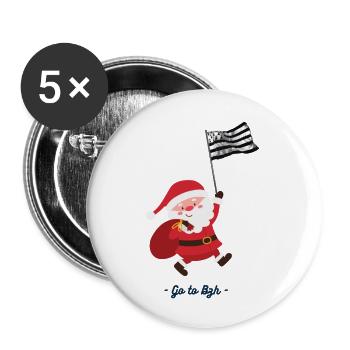 Bretonischer Weihnachtsmann auf dem Vormarsch - Buttons groß 56 mm (5er Pack) - Weiß - Vorne