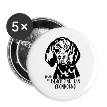Aimé par un Coonhound noir et feu Dogs Wilsigns - Lot de 5 grands badges (56 mm) - blanc - Devant