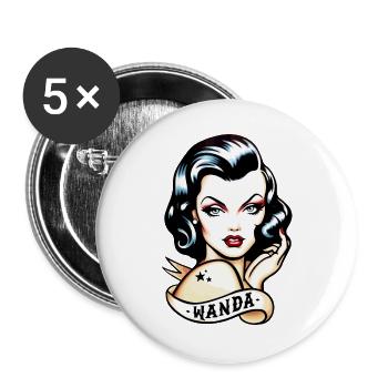 Retro Tattoo Inspired Wanda Design - Buttons large 2.2''/56 mm (5-pack) - white - Front