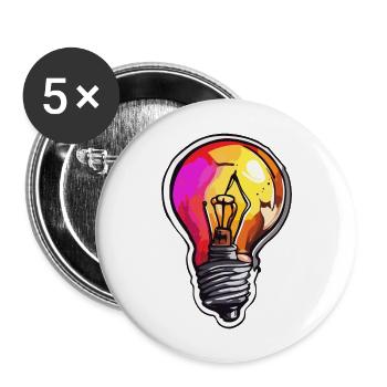 Ampoule / Ampoule / Luminosité / Lumière - Lot de 5 grands badges (56 mm) - blanc - Devant