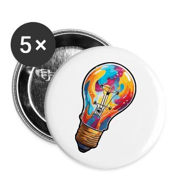 Ampoule / Ampoule / Luminosité / Lumière - Lot de 5 grands badges (56 mm) - blanc - Devant
