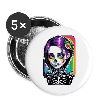 Halloween - Rock & Rainbow - Buttons large 2.2''/56 mm (5-pack) - white - Front