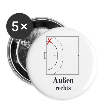 Handball - Rechtsaußen - Buttons groß 56 mm (5er Pack) - Weiß - Vorne