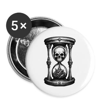 Hourglass / Timepiece / Antique /Grains of Sand / Drain - Buttons large 2.2''/56 mm (5-pack) - white - Front