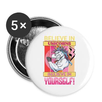Unicorn Faith Motivation Positive Success Magic - Buttons large 2.2''/56 mm (5-pack) - white - Front