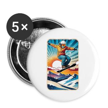 Snowboarding, snow and skiing - Buttons large 2.2''/56 mm (5-pack) - white - Front