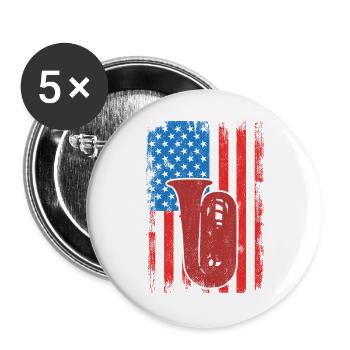 Tuba player U.S. Flag - Buttons large 2.2''/56 mm (5-pack) - white - Front