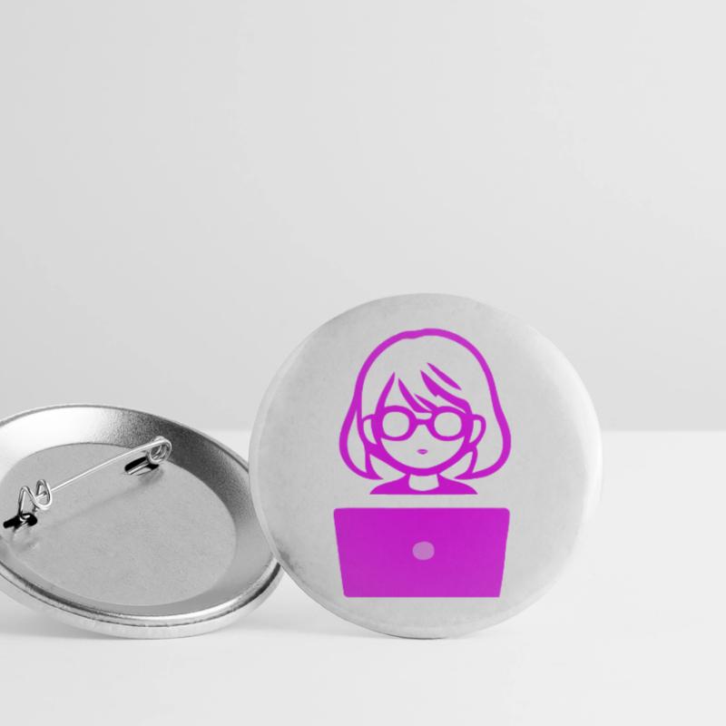 Frau mit Computer Programmierer Coder Buttons groß 56 mm (5er Pack)