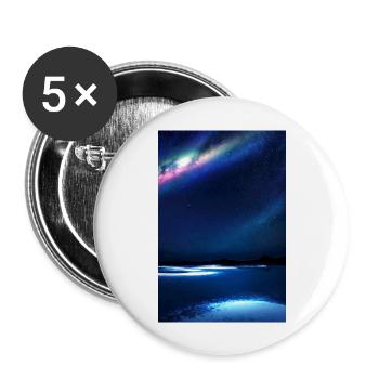 Northern Lights, Night, Stars, Snow, Reflection - Buttons large 2.2''/56 mm (5-pack) - white - Front