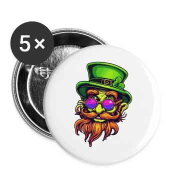 Leprechaun / Leprechaun / Green / Ginger / Ireland - Buttons large 2.2''/56 mm (5-pack) - white - Front