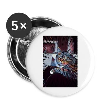 Süße Katze Comic - Buttons groß 56 mm (5er Pack) - Weiß - Vorne