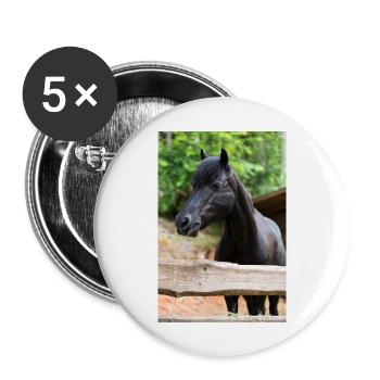 wunderschönes schwarze Ponystute Bianca - Buttons groß 56 mm (5er Pack) - Weiß - Vorne