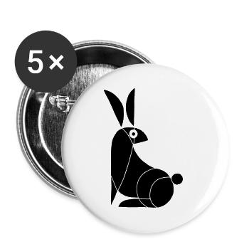 Funny Black Rabbit - Buttons large 2.2''/56 mm (5-pack) - white - Front