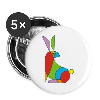 Funny Bunny - Buttons large 2.2''/56 mm (5-pack) - white - Front