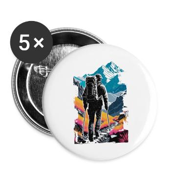 Natur & Bergwandern - Buttons groß 56 mm (5er Pack) - Weiß - Vorne
