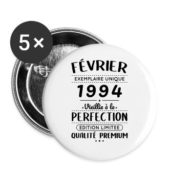Anniversaire 30 ans - Février 1994 Perfection - Lot de 5 grands badges (56 mm) - blanc - Devant