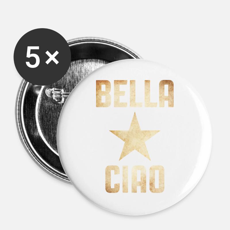 Partisanengesang - Buttons groß 56 mm (5er Pack) - Weiß