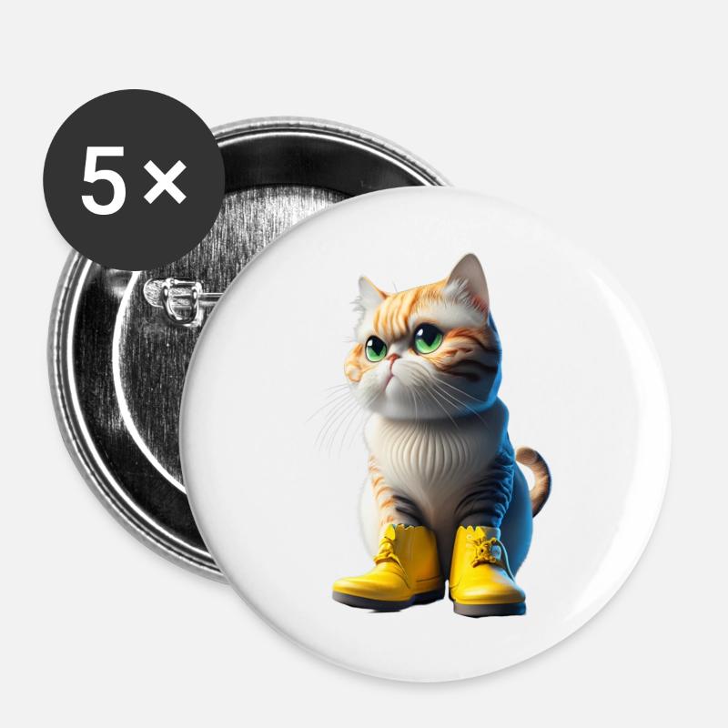 Cat - Buttons large 2.2''/56 mm (5-pack) - white