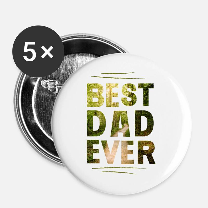 Bester Papa - Buttons groß 56 mm (5er Pack) - Weiß