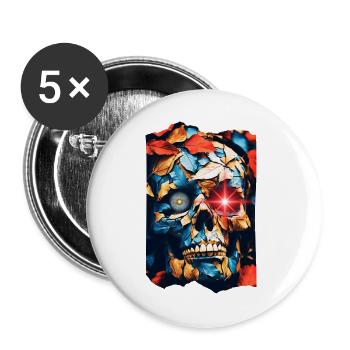 Crâne Pop Art - Lot de 5 grands badges (56 mm) - blanc - Devant