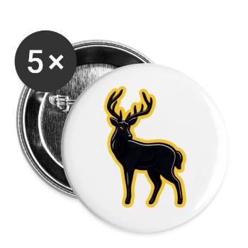 Schwarzer Hirsch mit Neon-Kontur - Buttons groß 56 mm (5er Pack) - Weiß - Vorne