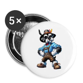 Schnauzer chien Bavière - Lot de 5 grands badges (56 mm) - blanc - Devant