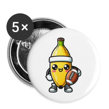 Banane de football - Lot de 5 grands badges (56 mm) - blanc - Devant