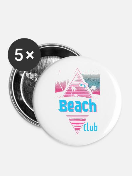 Beach Club Retrowave - Buttons groß 56 mm (5er Pack) - Weiß
