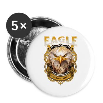 eagle, eagle head, bird of prey, bird of prey, animal, nature - Buttons large 2.2''/56 mm (5-pack) - white - Front