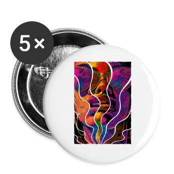 Frau Sonnenbrille Kunst Mode Modern Trend Bunt - Buttons groß 56 mm (5er Pack) - Weiß - Vorne