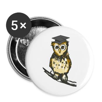 Owl Teacher Wise Wise Wisdom Clever Woodland Animals - Buttons large 2.2''/56 mm (5-pack) - white - Front